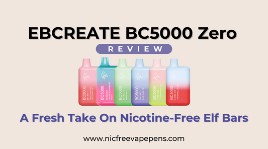 EBCREATE (formerly Elf Bar) BC5000 nicotine free flavors lined up next to each other